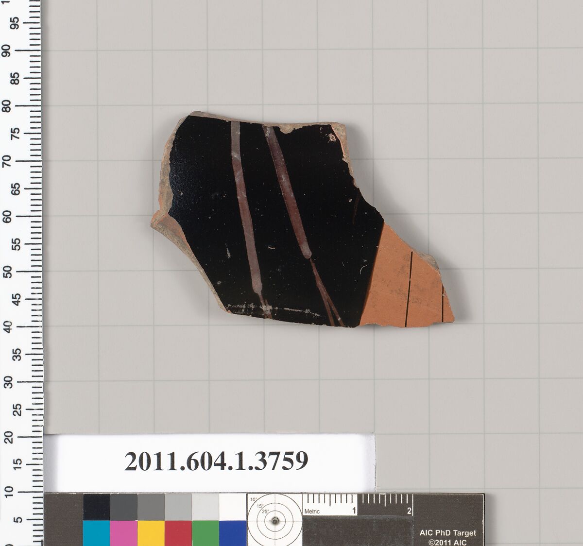 Terracotta fragment of a kylix (drinking cup), Terracotta, Greek, Attic