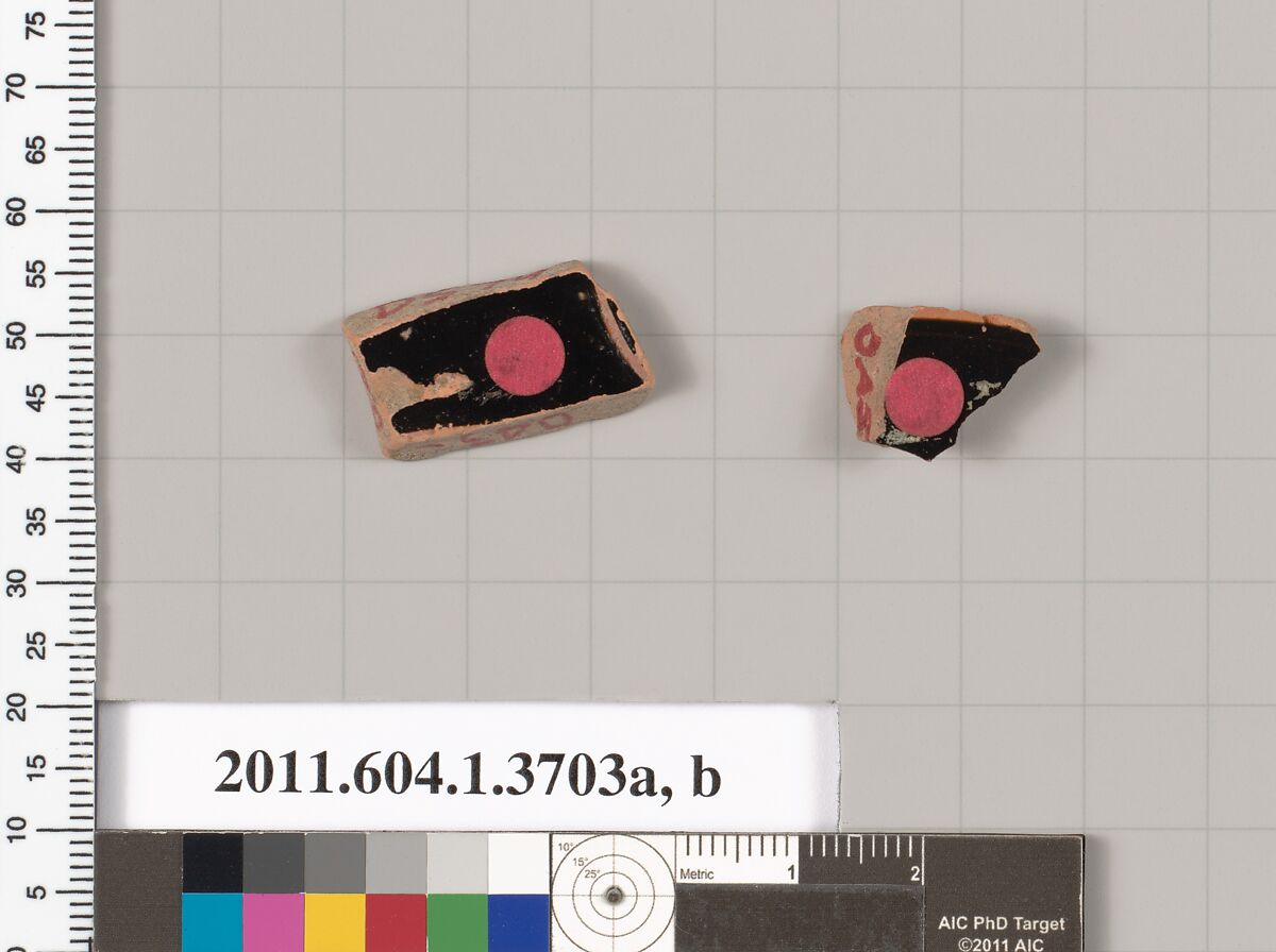 Terracotta fragments of kylikes (drinking cups), Terracotta, Greek, Attic
