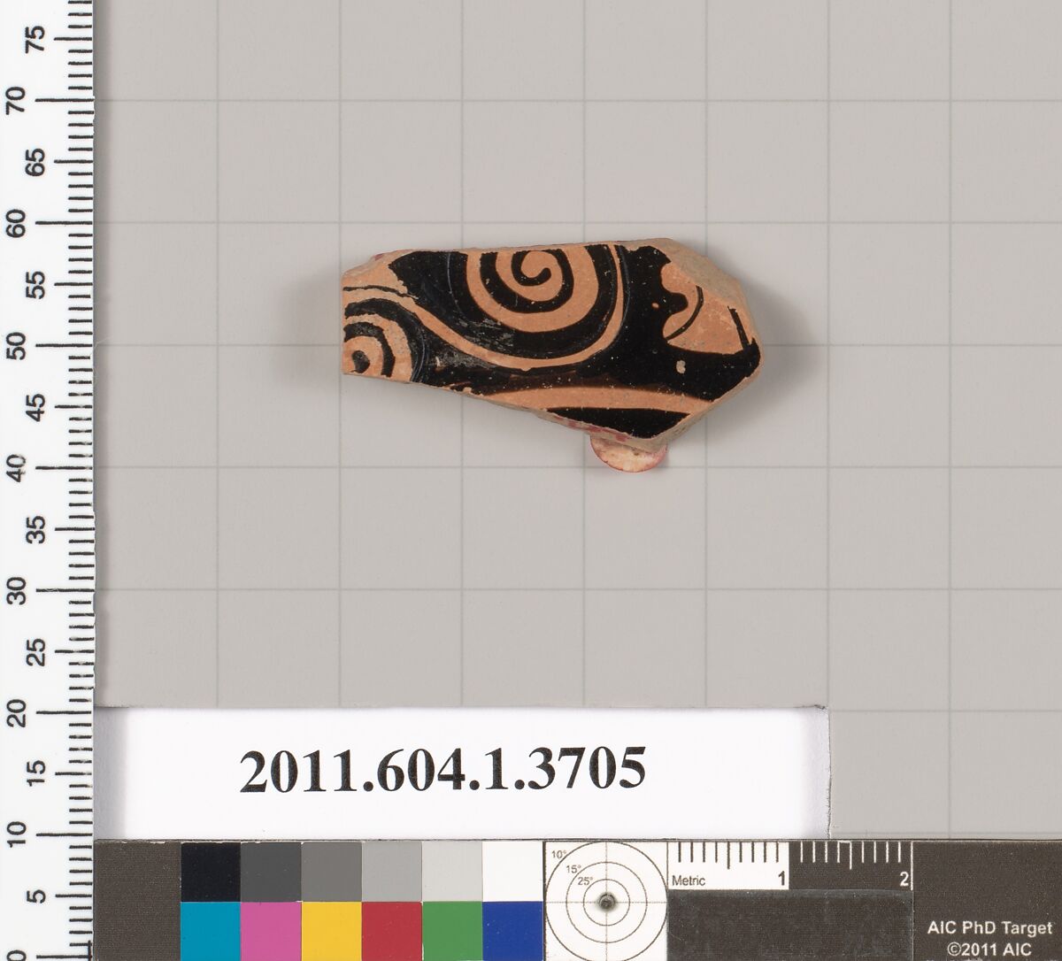 Terracotta fragment of a kylix (drinking cup), Terracotta, Greek, Attic