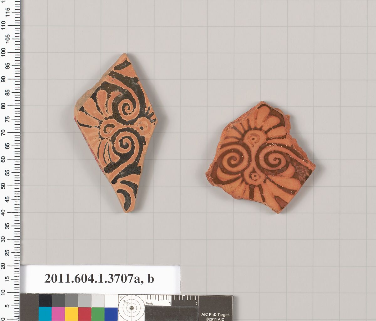 Terracotta fragments of kylikes (drinking cups), Terracotta, Greek, Attic