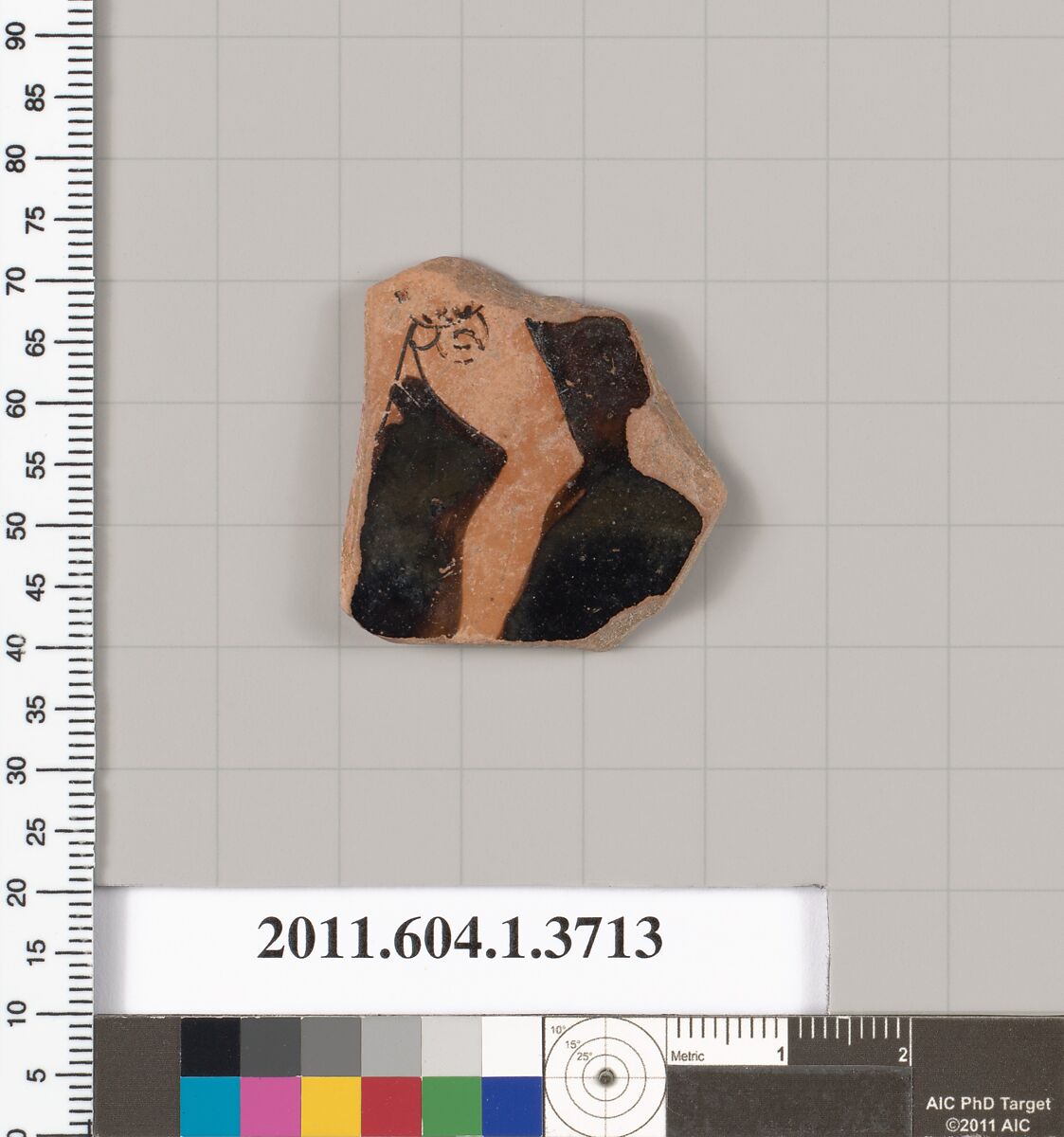 Terracotta fragment of a kylix (drinking cup), Terracotta, Greek, Attic