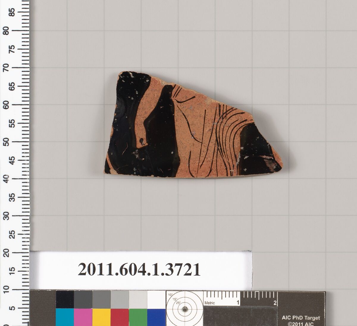 Terracotta fragment of a kylix (drinking cup), Terracotta, Greek, Attic