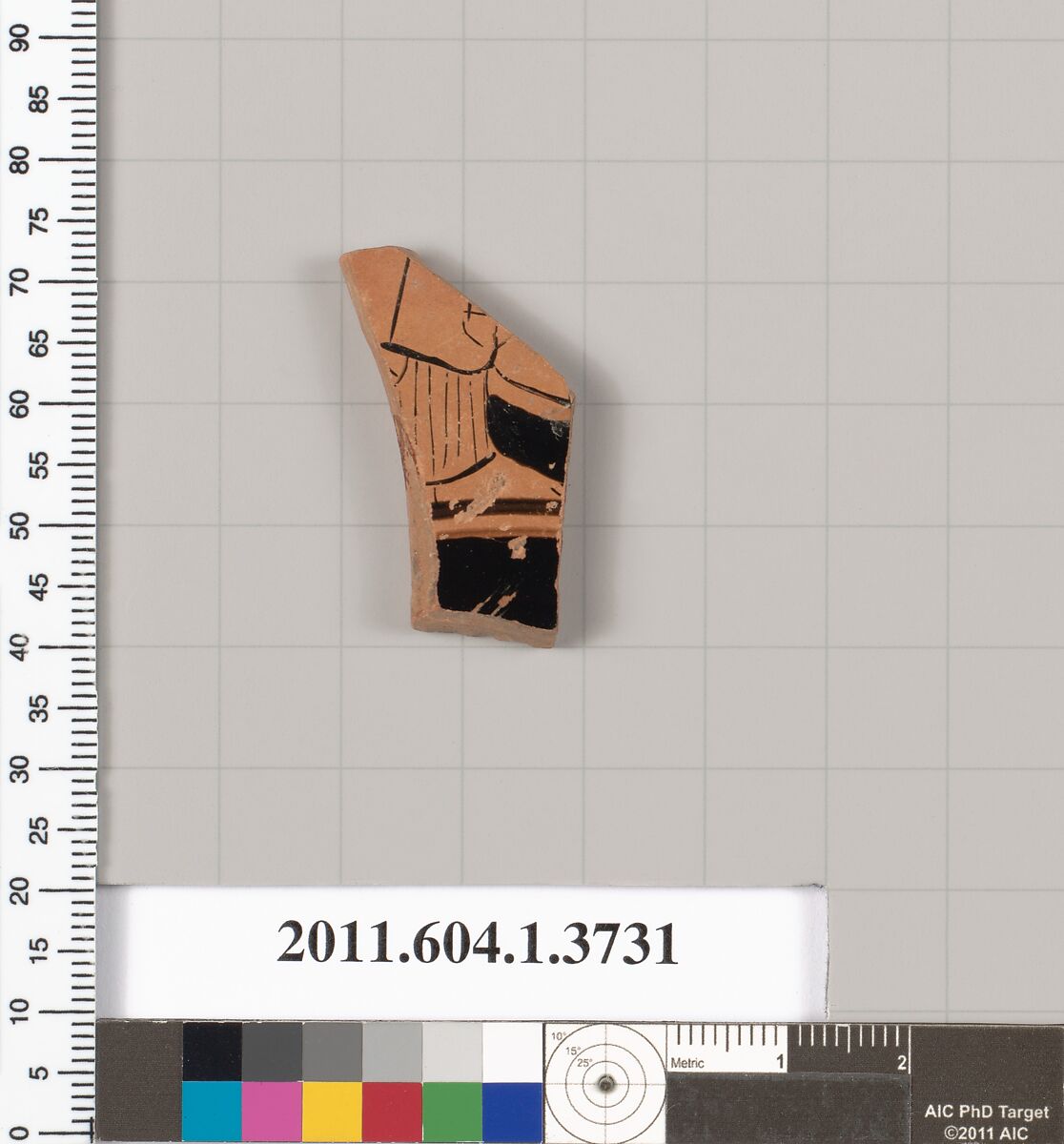 Terracotta fragment of a kylix (drinking cup), Terracotta, Greek, Attic