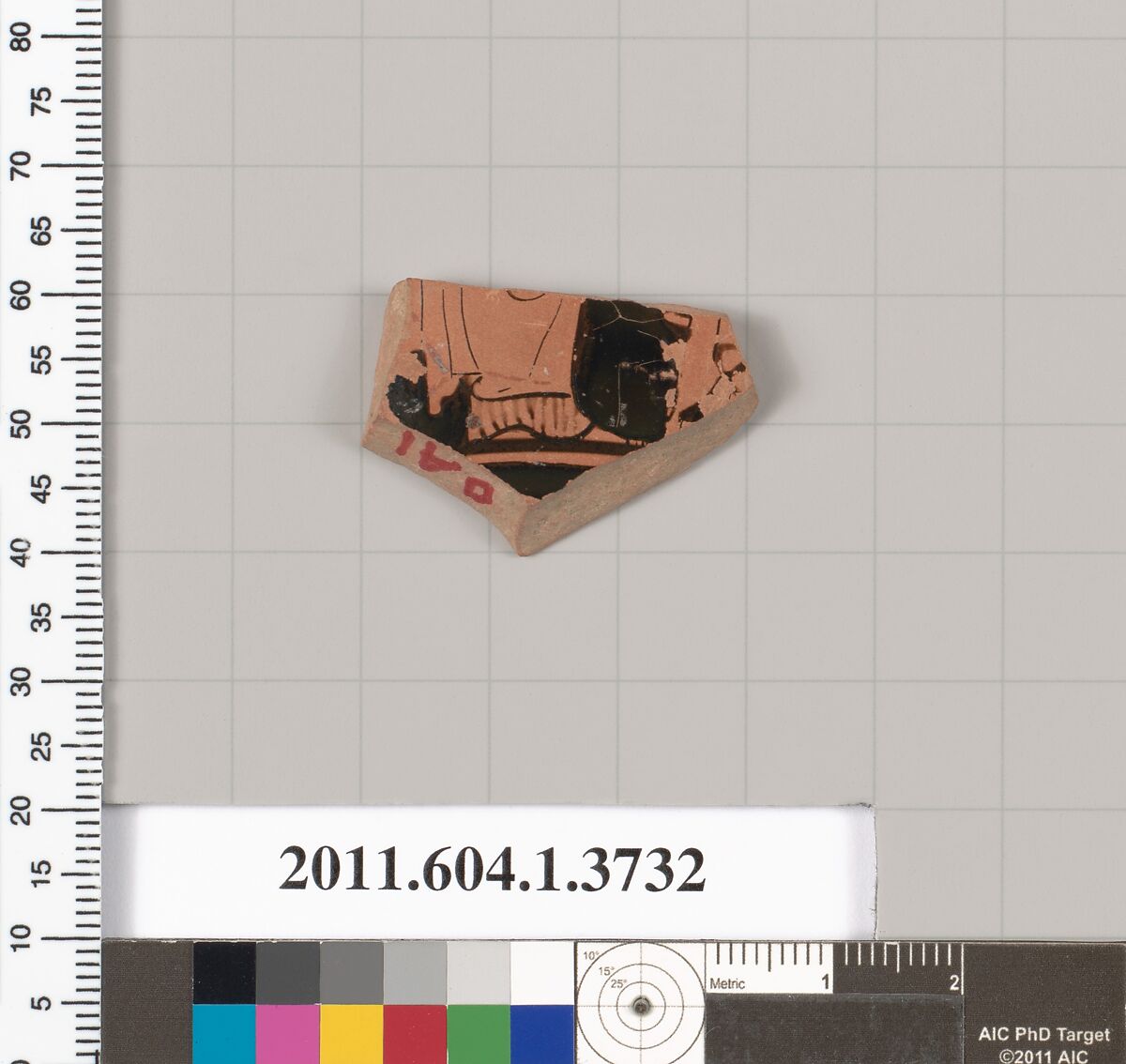 Terracotta fragment of a kylix (drinking cup), Terracotta, Greek, Attic