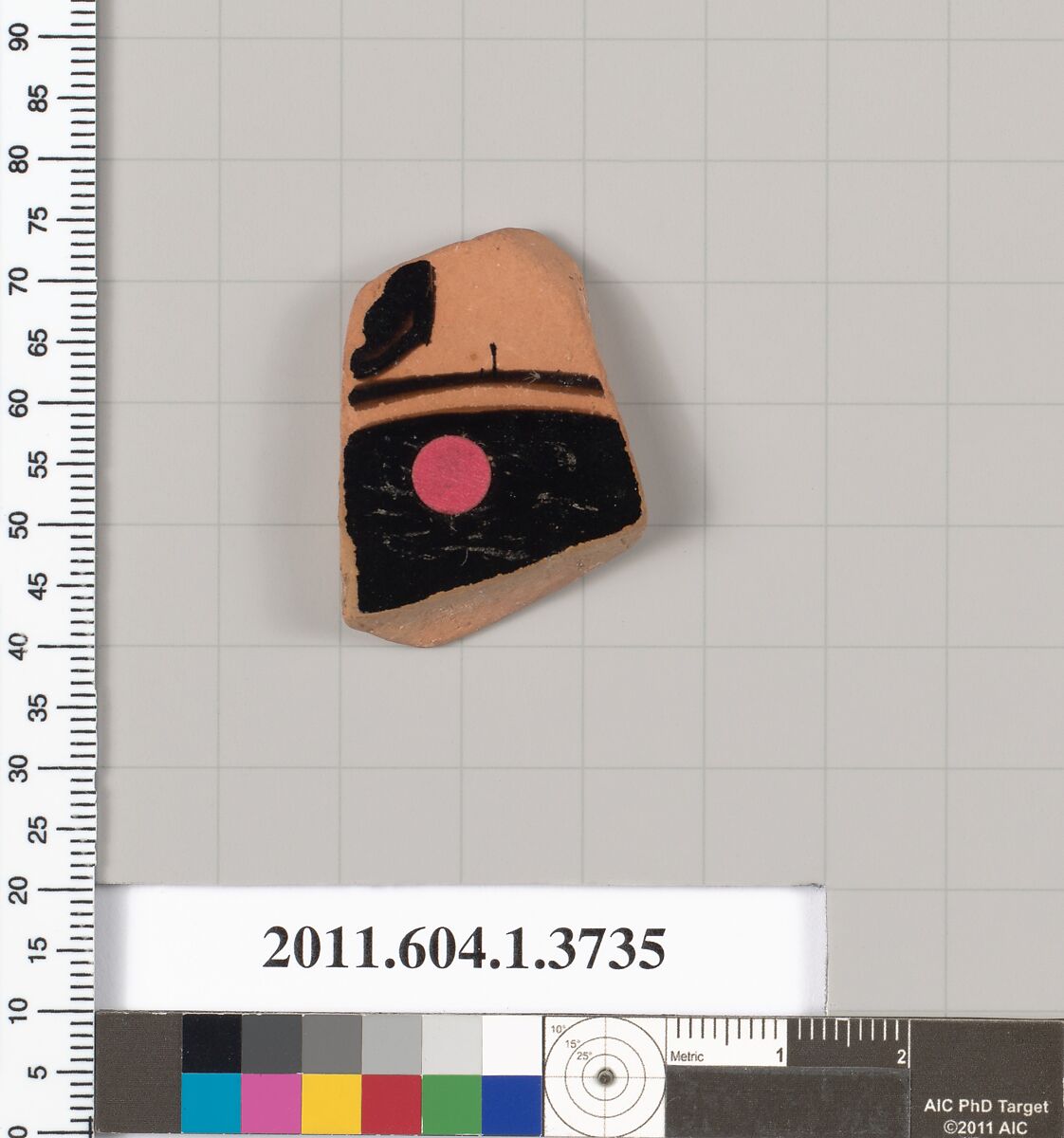 Terracotta fragment of a kylix (drinking cup), Terracotta, Greek, Attic