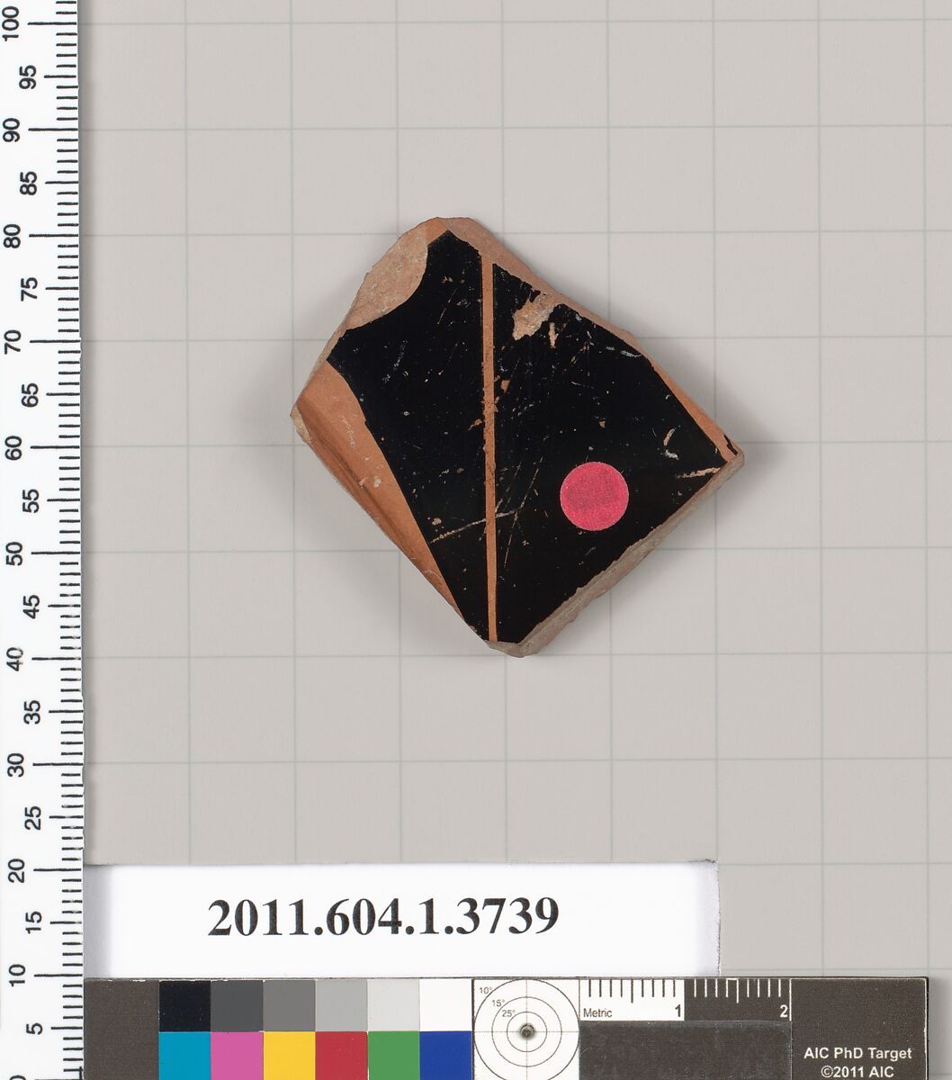 Terracotta fragment of a kylix (drinking cup), Terracotta, Greek, Attic