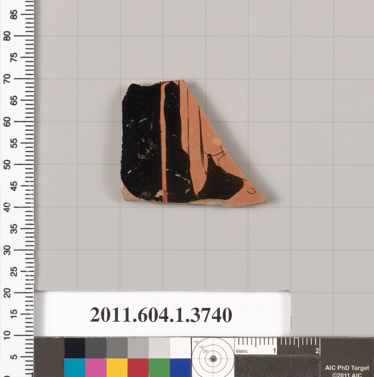 Terracotta fragment of a kylix (drinking cup), Terracotta, Greek, Attic