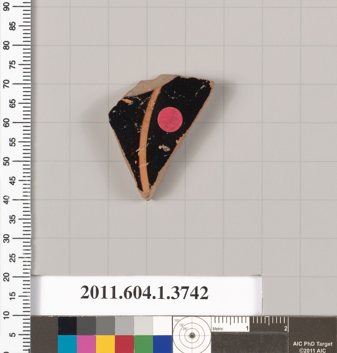 Terracotta fragment of a kylix (drinking cup), Terracotta, Greek, Attic