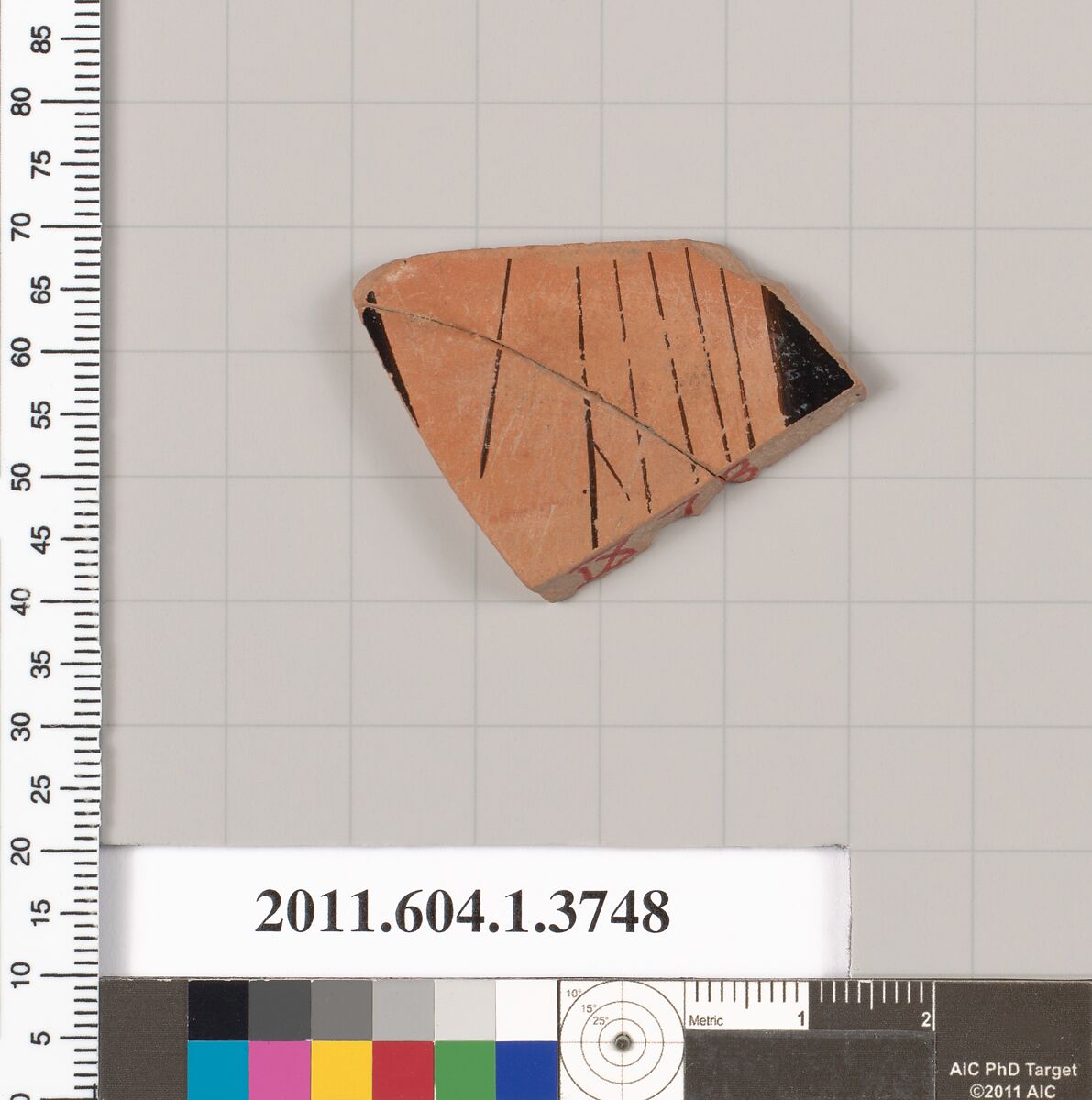 Terracotta fragment of a kylix (drinking cup), Terracotta, Greek, Attic