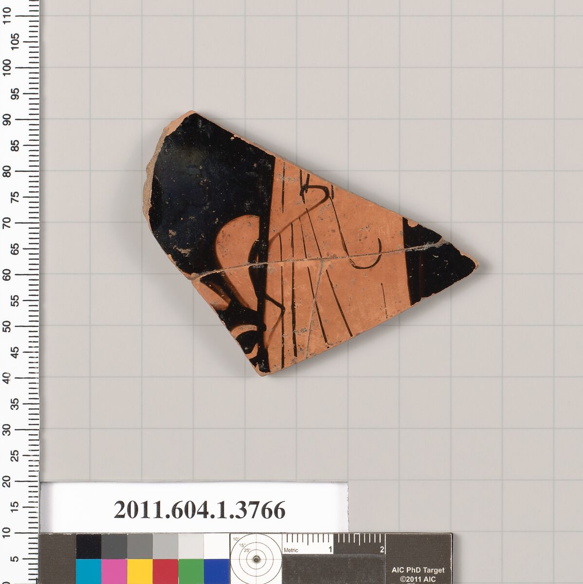 Terracotta fragment of a kylix (drinking cup), Terracotta, Greek, Attic