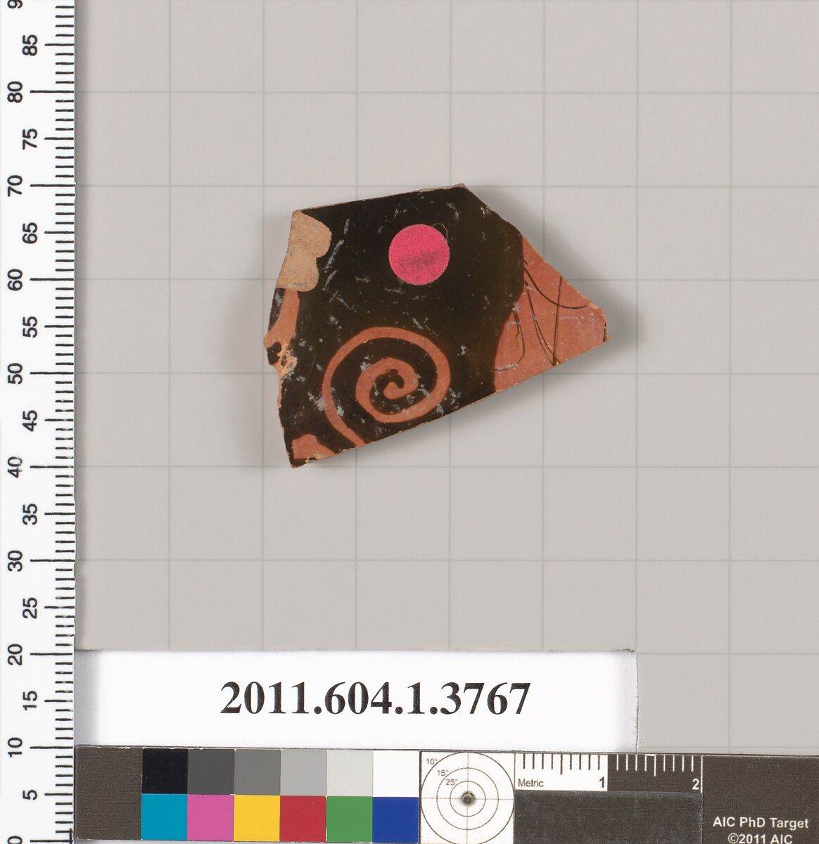Terracotta fragment of a kylix (drinking cup), Terracotta, Greek, Attic