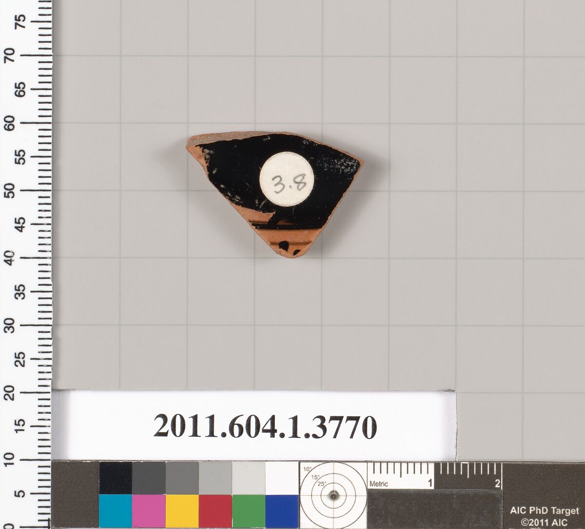 Terracotta fragment of a kylix (drinking cup), Terracotta, Greek, Attic 