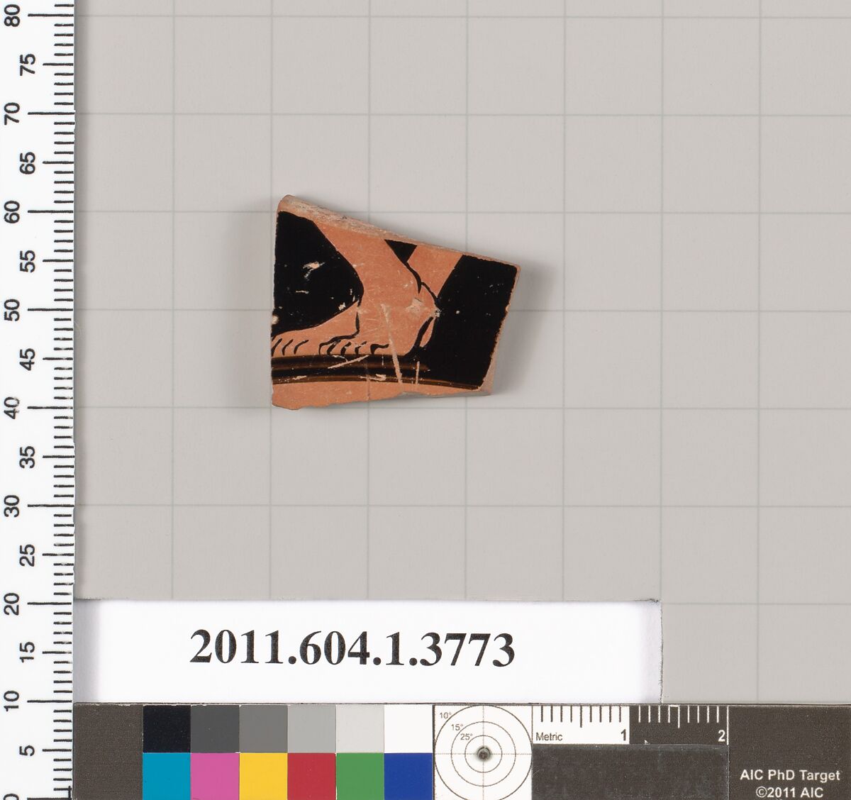 Terracotta fragment of a kylix (drinking cup), Terracotta, Greek, Attic