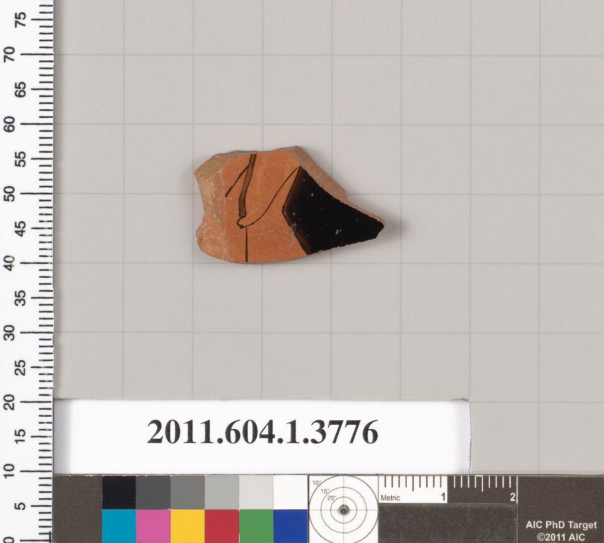 Terracotta fragment of a kylix (drinking cup), Terracotta, Greek, Attic
