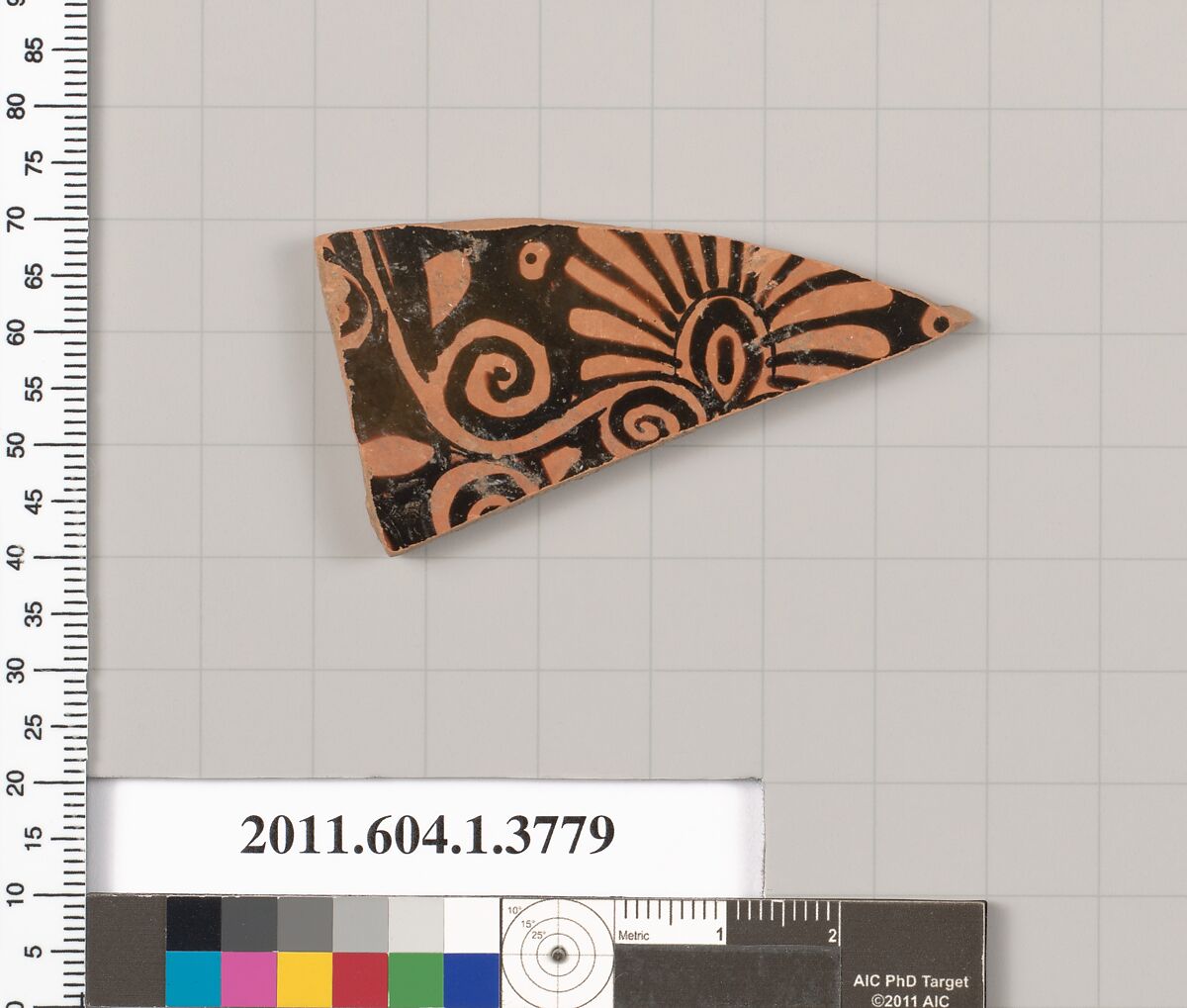 Terracotta fragment of a kylix (drinking cup), Terracotta, Greek, Attic