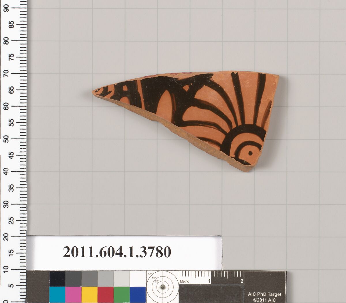 Terracotta fragment of a kylix (drinking cup), Terracotta, Greek, Attic