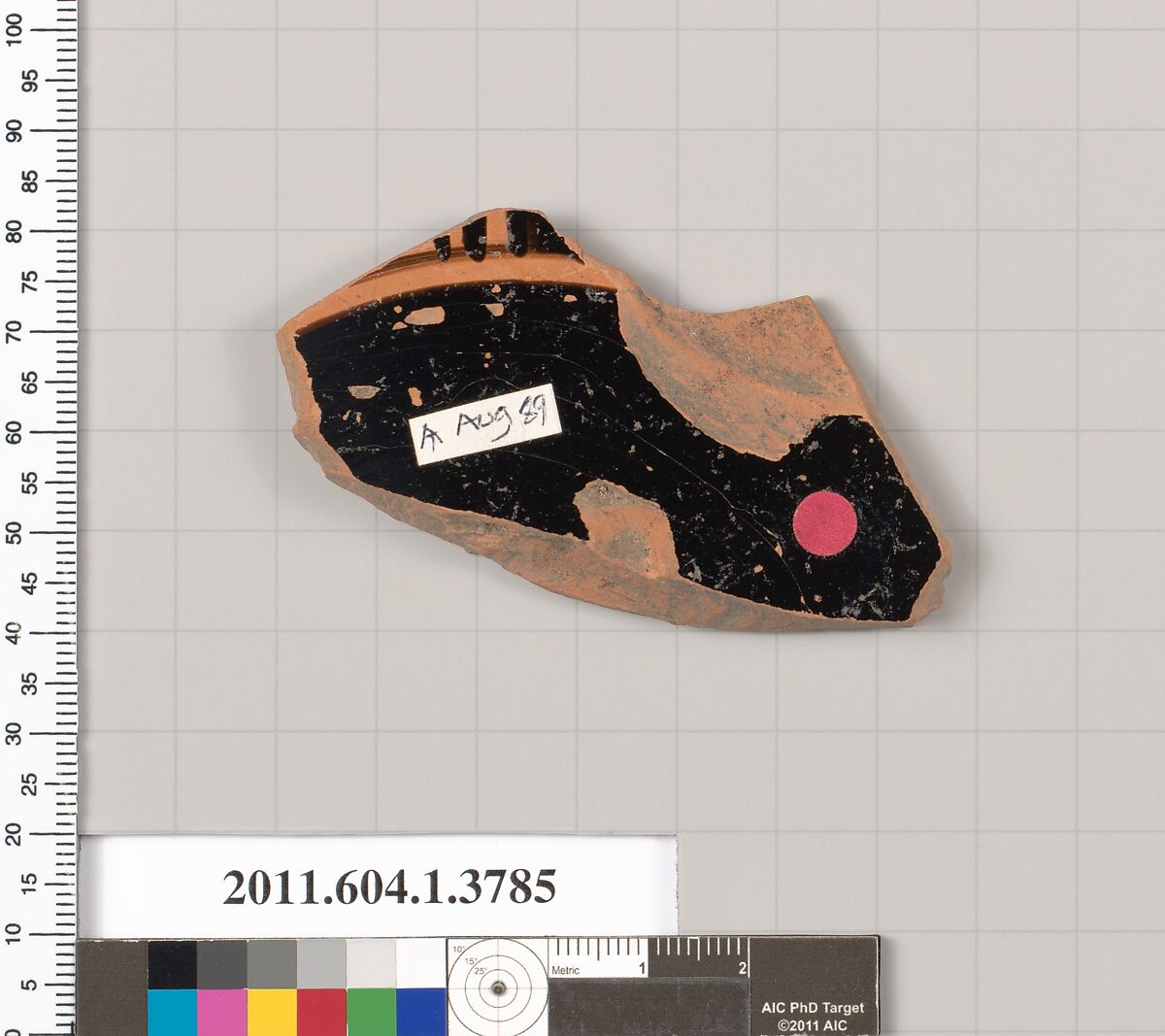 Terracotta fragment of a kylix (drinking cup), Terracotta, Greek, Attic