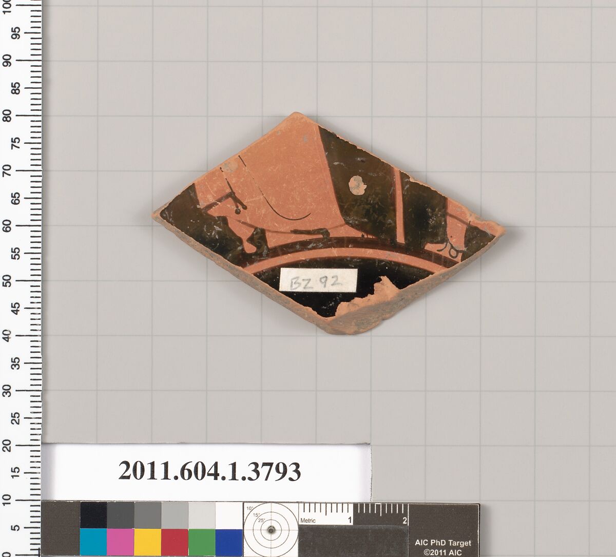 Terracotta fragment of a kylix (drinking cup), Terracotta, Greek, Attic