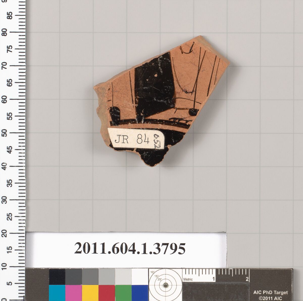 Terracotta fragment of a kylix (drinking cup), Terracotta, Greek, Attic