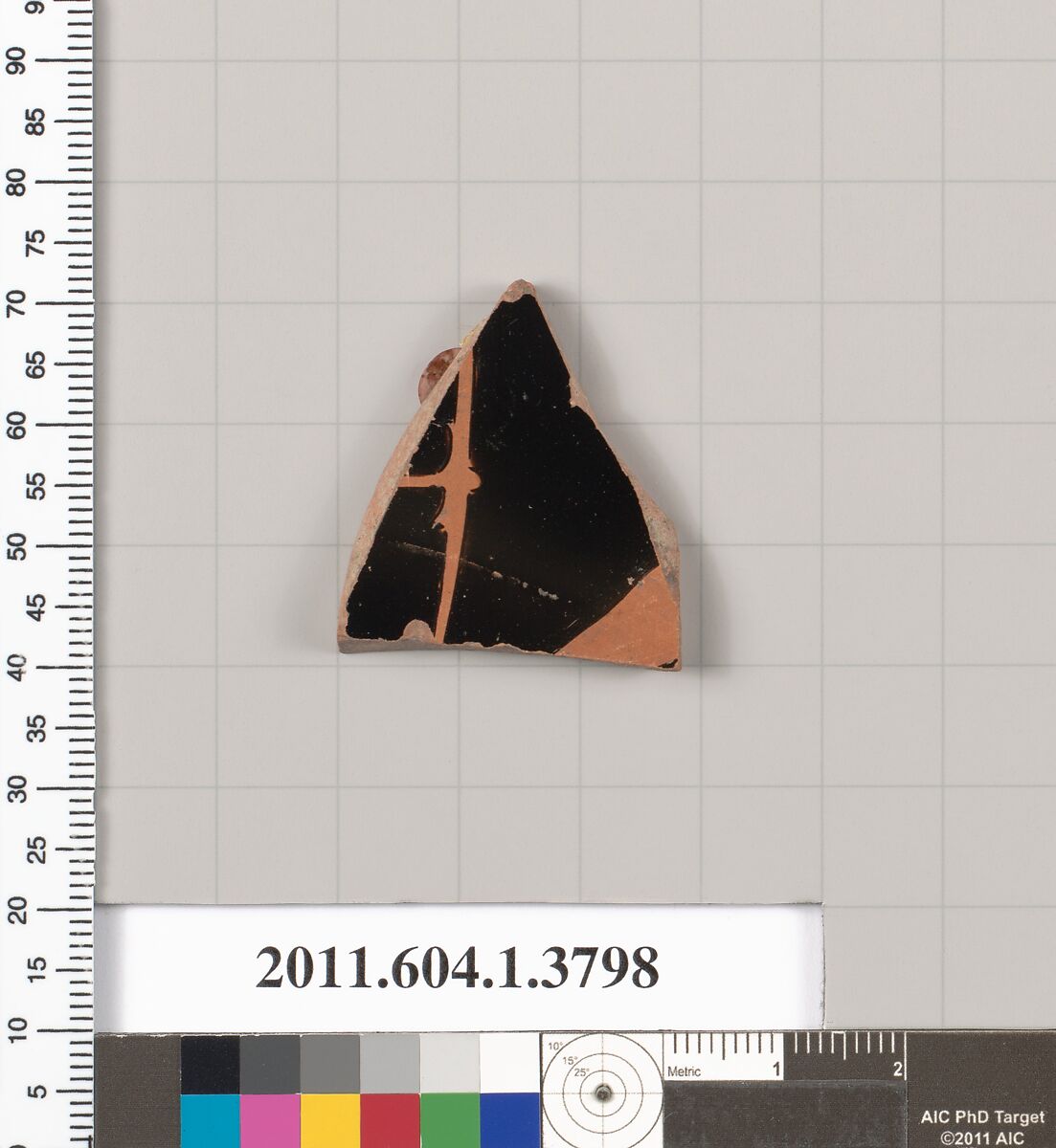 Terracotta fragment of a kylix (drinking cup), Terracotta, Greek, Attic