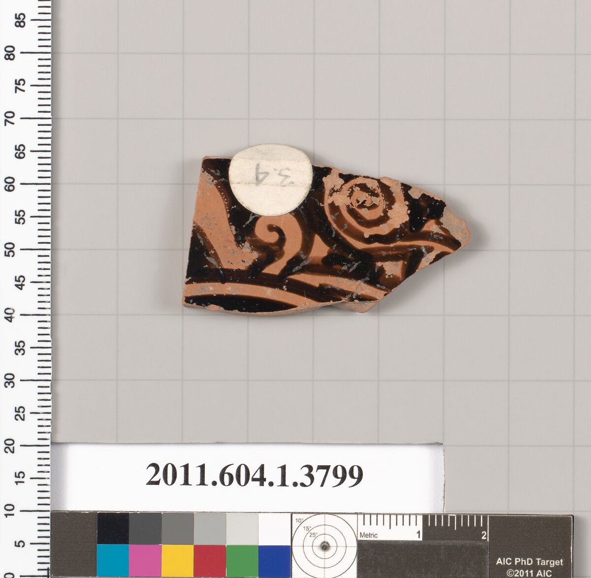 Terracotta fragment of a kylix (drinking cup), Terracotta, Greek, Attic