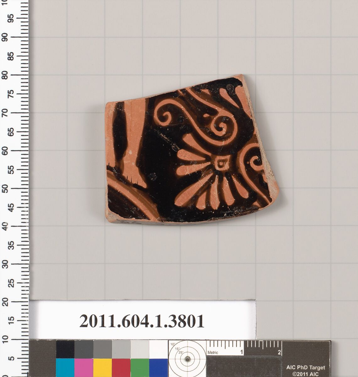 Terracotta fragment of a kylix (drinking cup), Terracotta, Greek, Attic