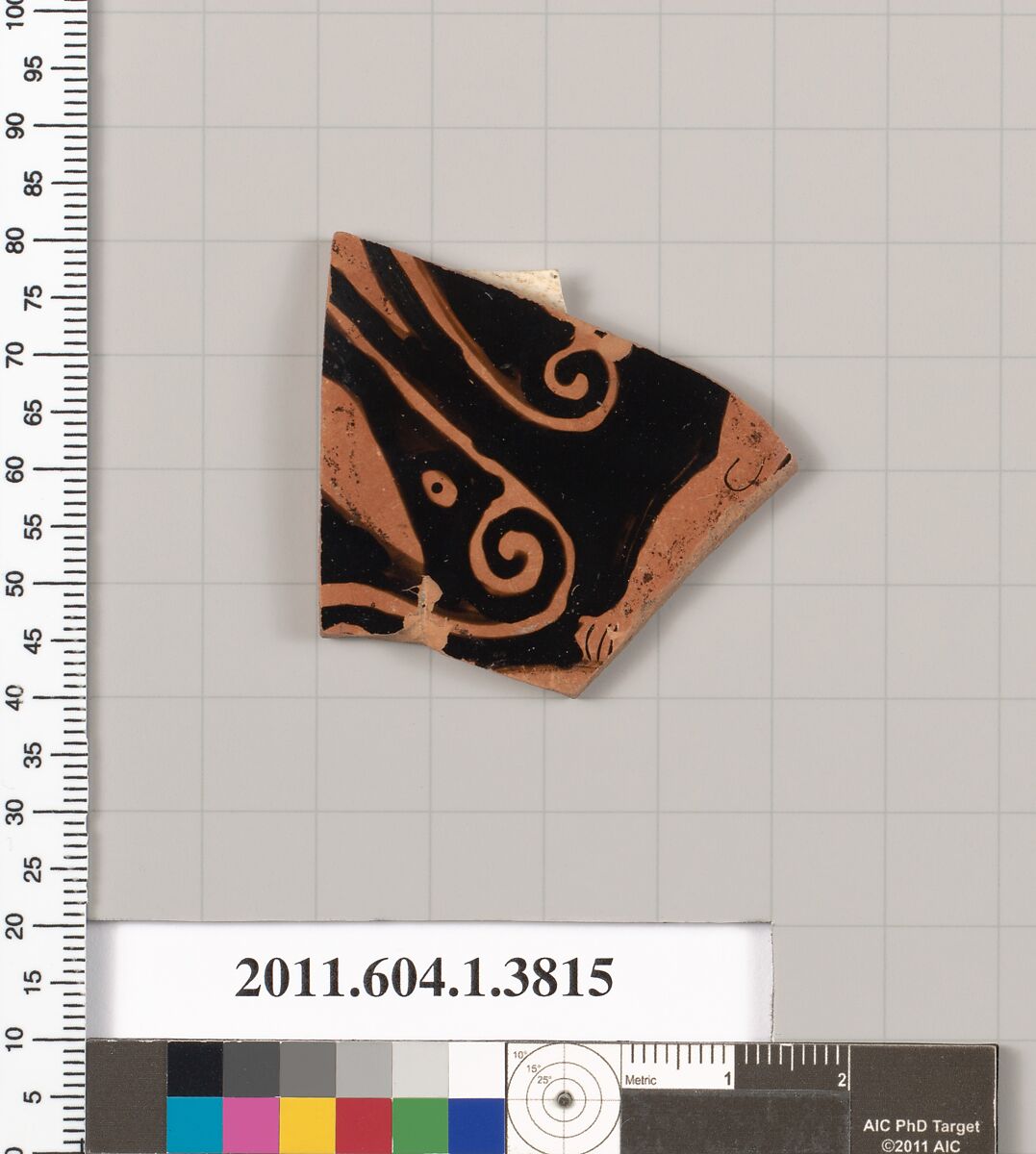 Terracotta fragment of a kylix (drinking cup), Terracotta, Greek, Attic