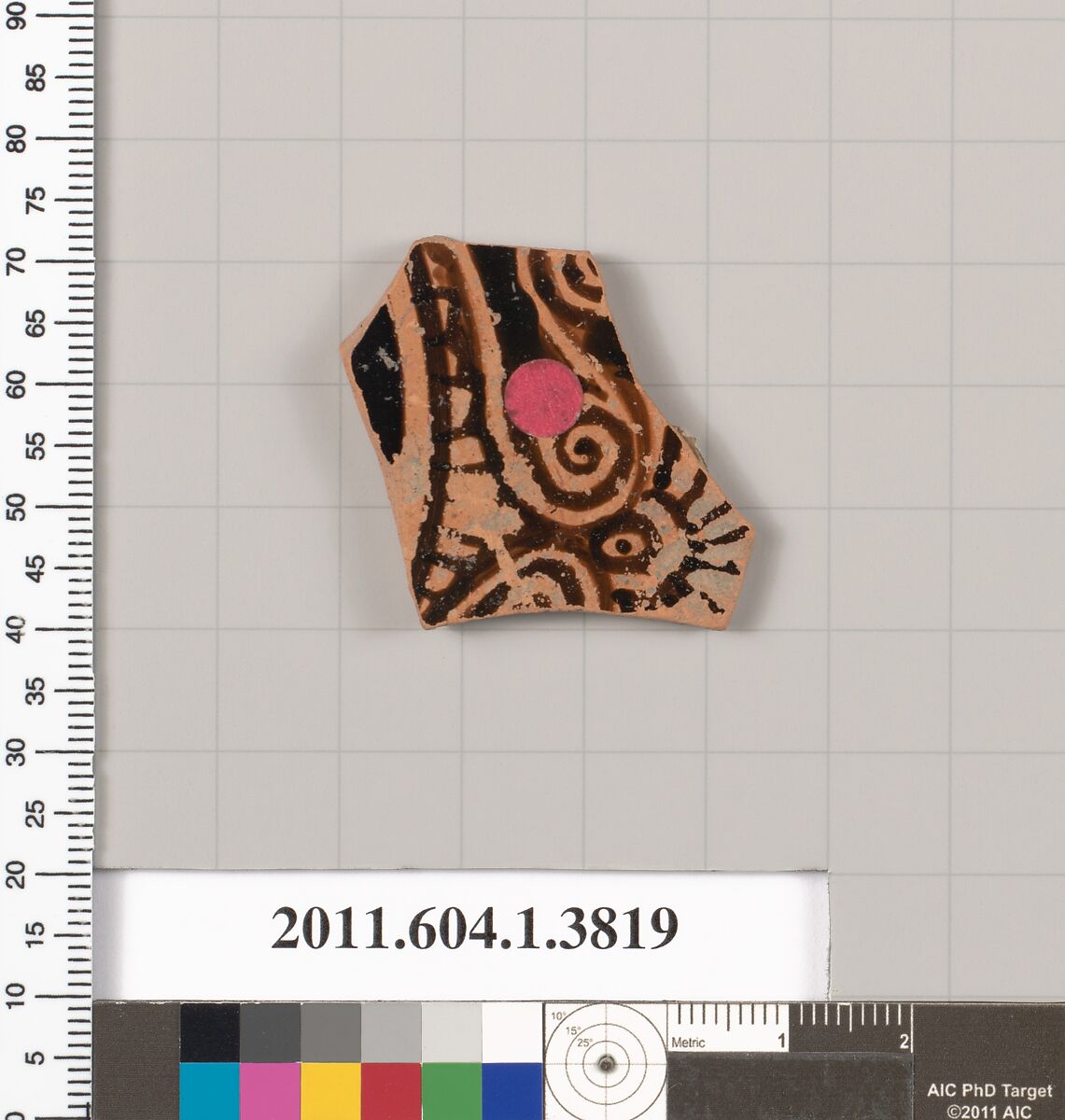 Terracotta fragment of a kylix (drinking cup), Terracotta, Greek, Attic