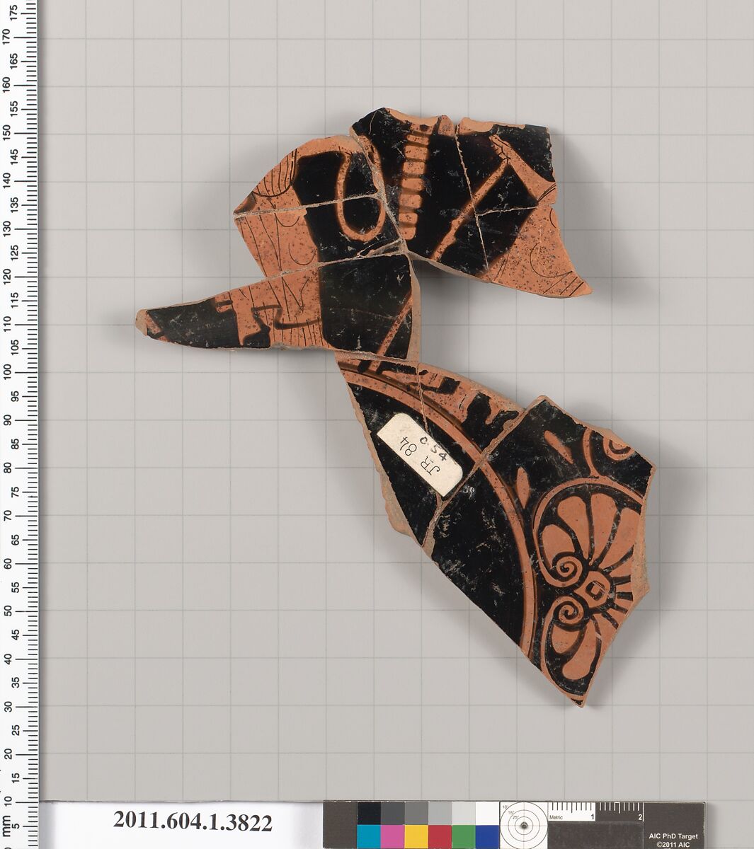Terracotta fragment of a kylix (drinking cup), Terracotta, Greek, Attic