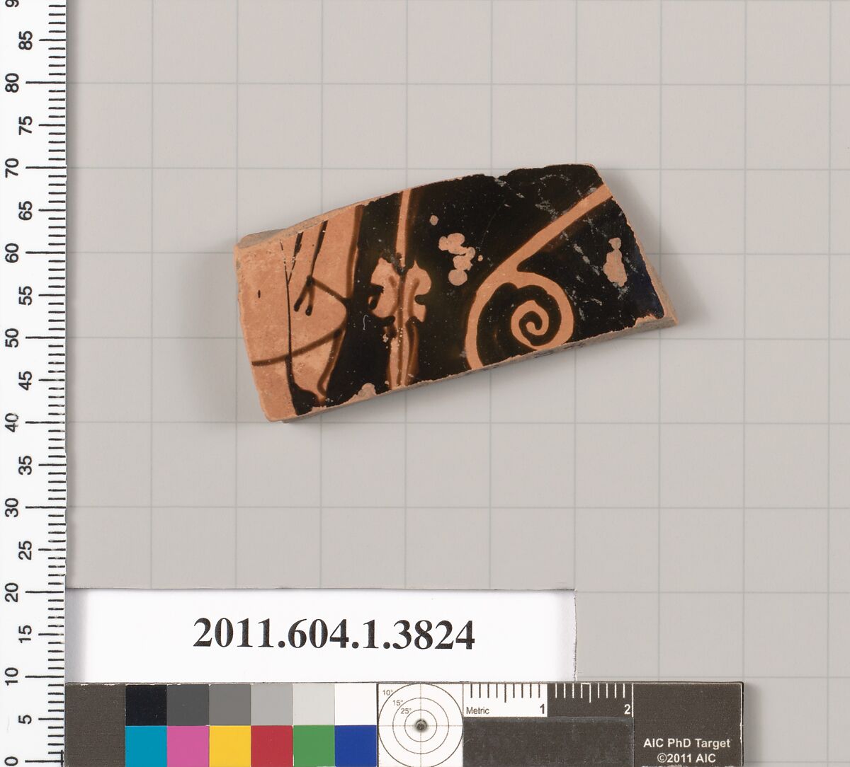 Terracotta fragment of a kylix (drinking cup), Terracotta, Greek, Attic