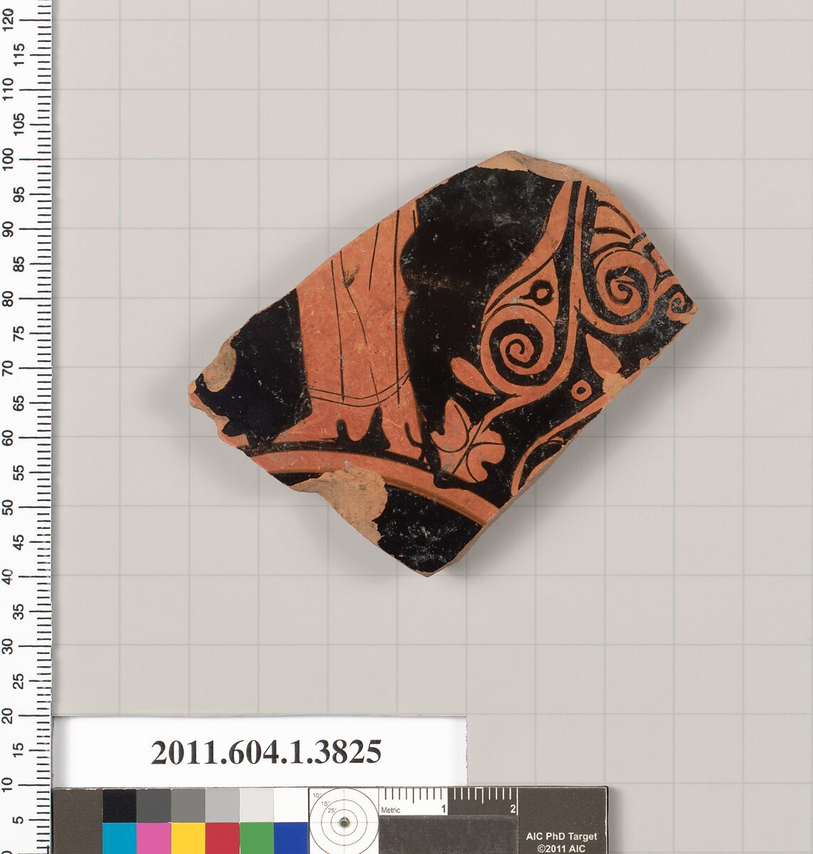 Terracotta fragment of a kylix (drinking cup), Terracotta, Greek, Attic
