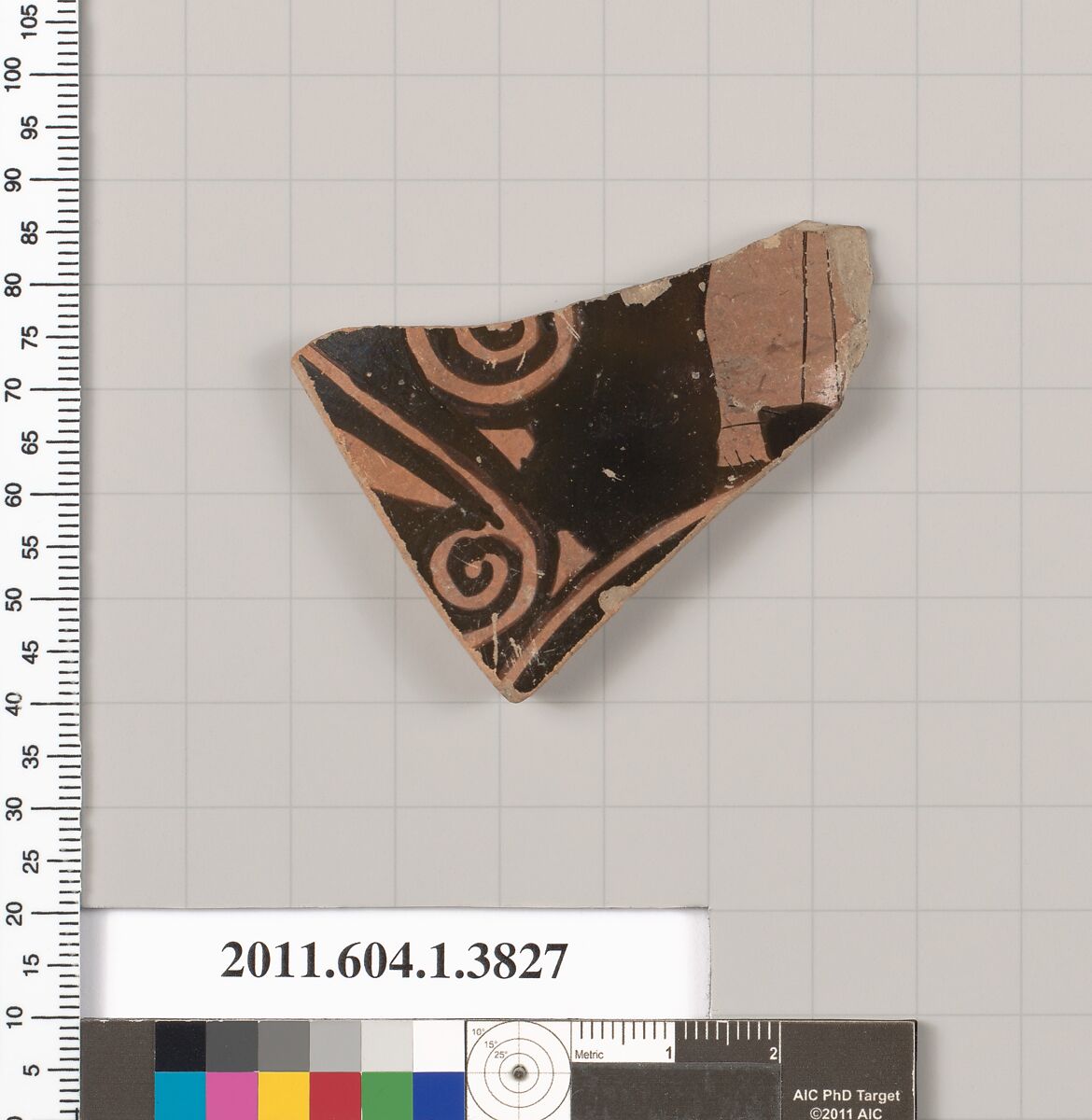 Terracotta fragment of a kylix (drinking cup), Terracotta, Greek, Attic