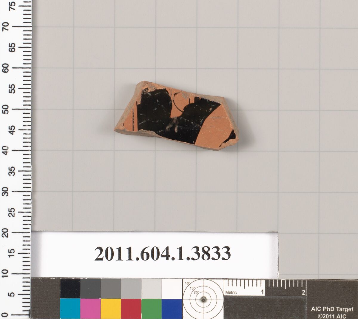 Terracotta fragment of a kylix (drinking cup), Terracotta, Greek, Attic