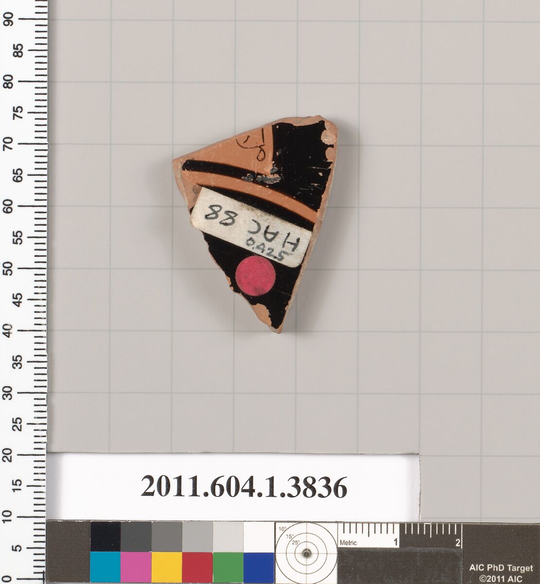 Terracotta fragment of a kylix (drinking cup), Terracotta, Greek, Attic