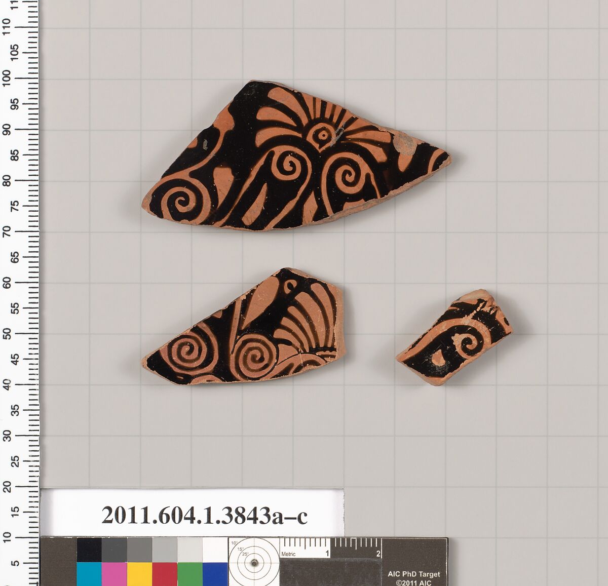 Terracotta fragments of kylikes (drinking cups), Terracotta, Greek, Attic