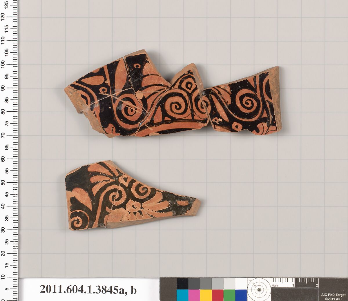 Terracotta fragments of kylikes (drinking cups), Terracotta, Greek, Attic