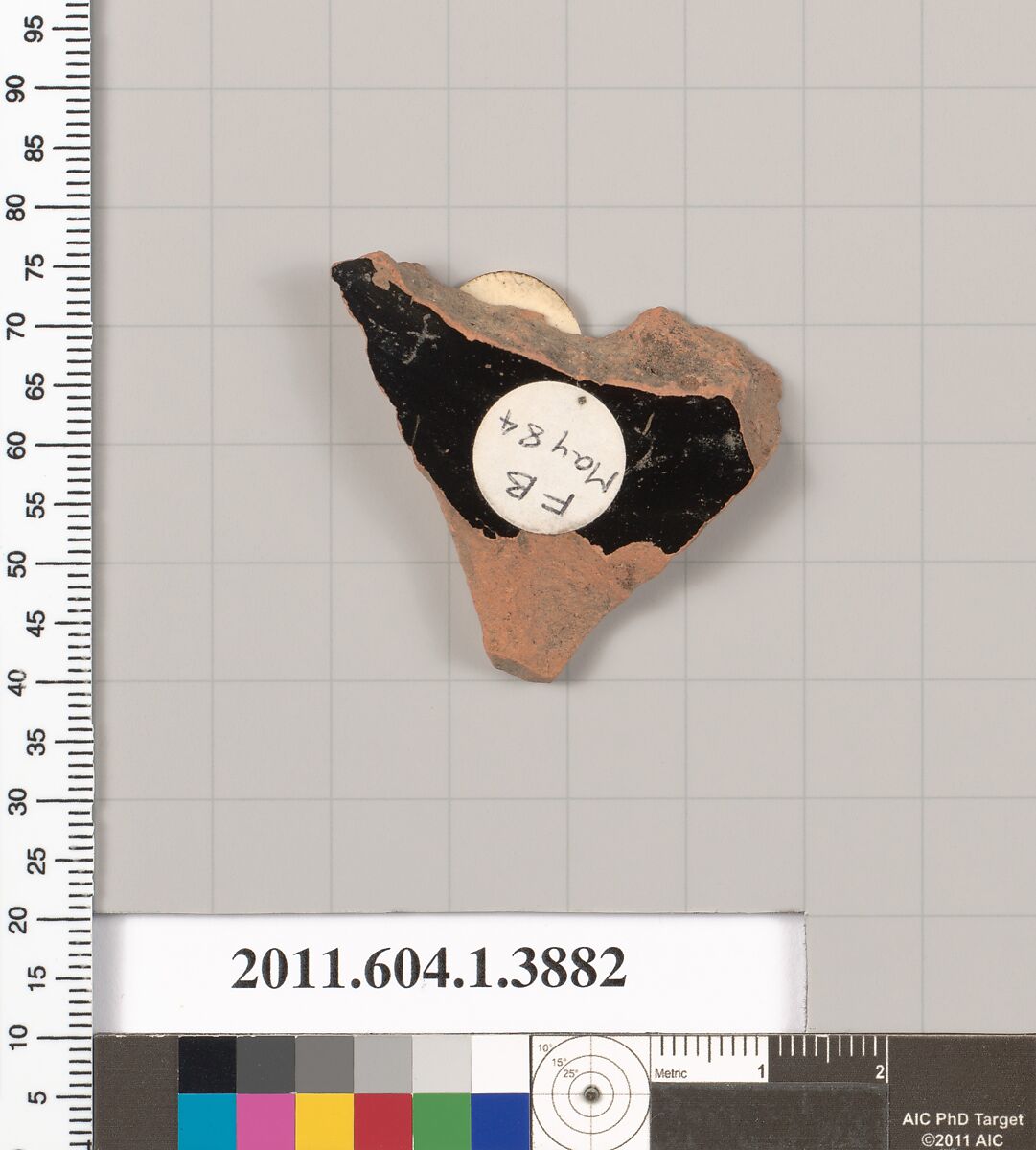 Terracotta fragment of a kylix (drinking cup), Terracotta, Greek, Attic