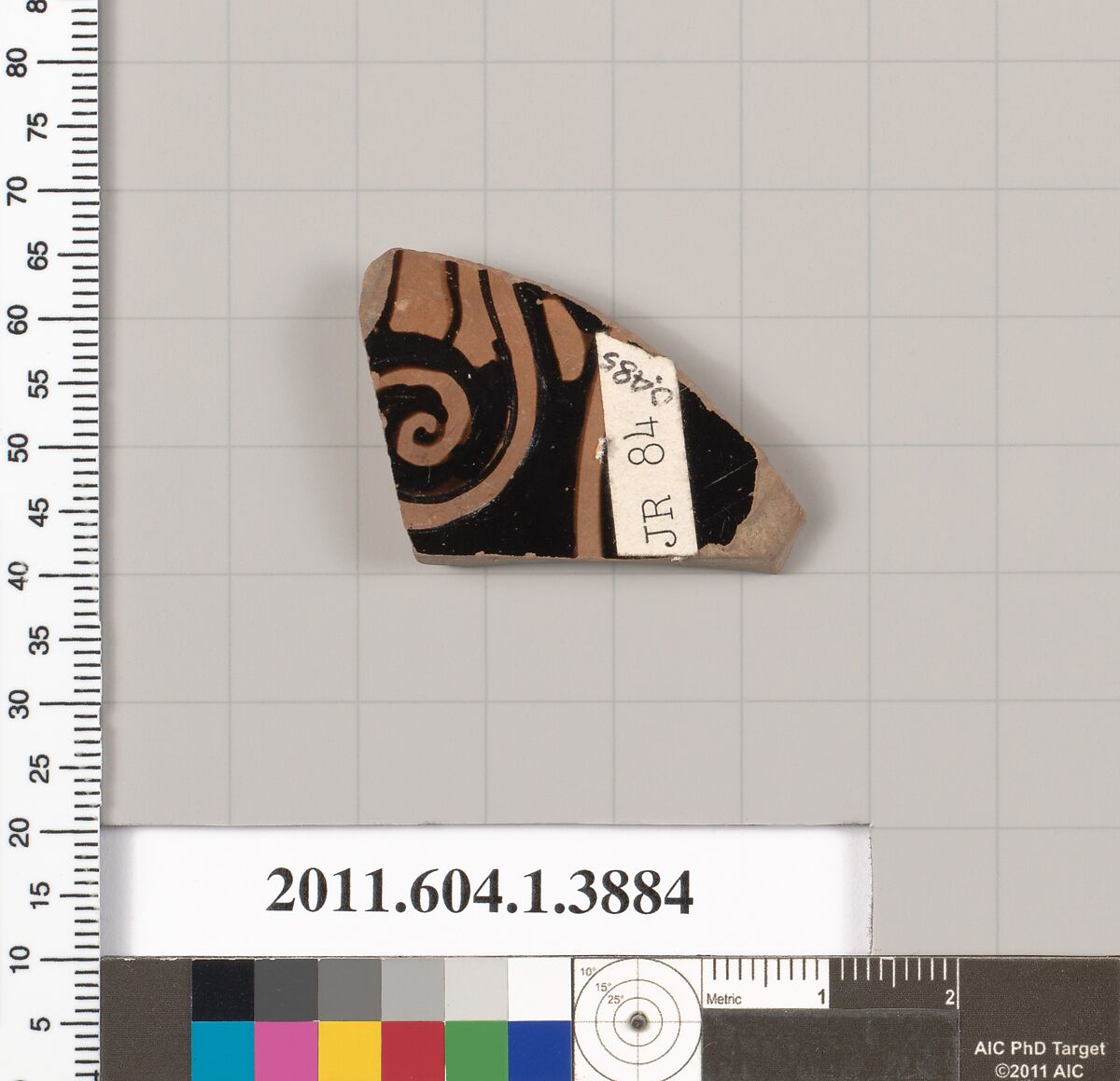 Terracotta fragment of a kylix (drinking cup), Terracotta, Greek, Attic