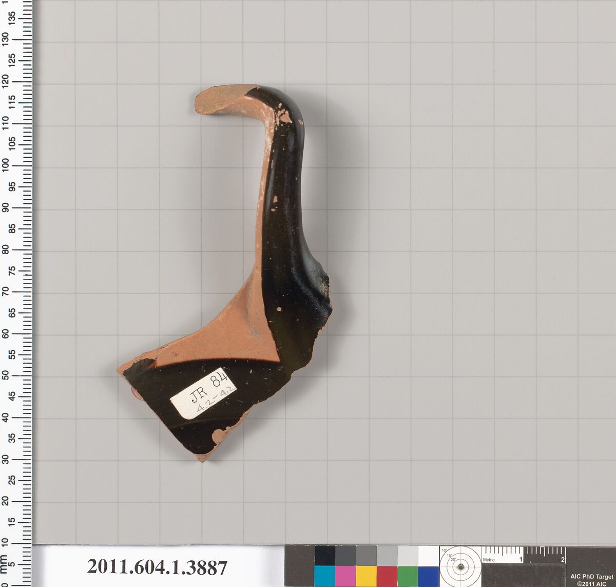 Terracotta fragment of a kylix (drinking cup), Terracotta, Greek, Attic