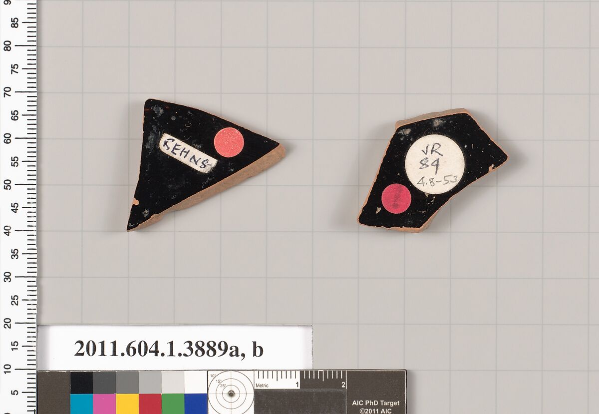 Terracotta fragments of kylikes (drinking cups), Terracotta, Greek, Attic