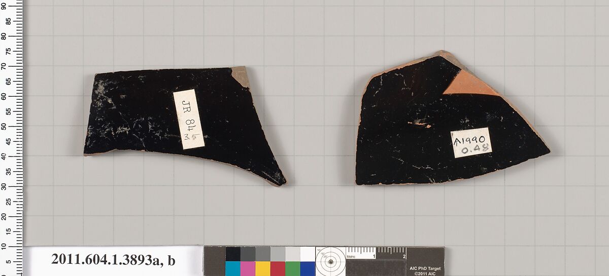 Terracotta fragments of kylikes (drinking cups), Terracotta, Greek, Attic