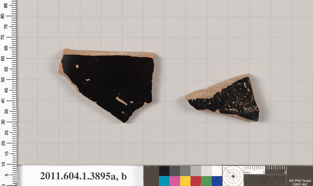 Terracotta fragments of kylikes (drinking cups), Terracotta, Greek, Attic