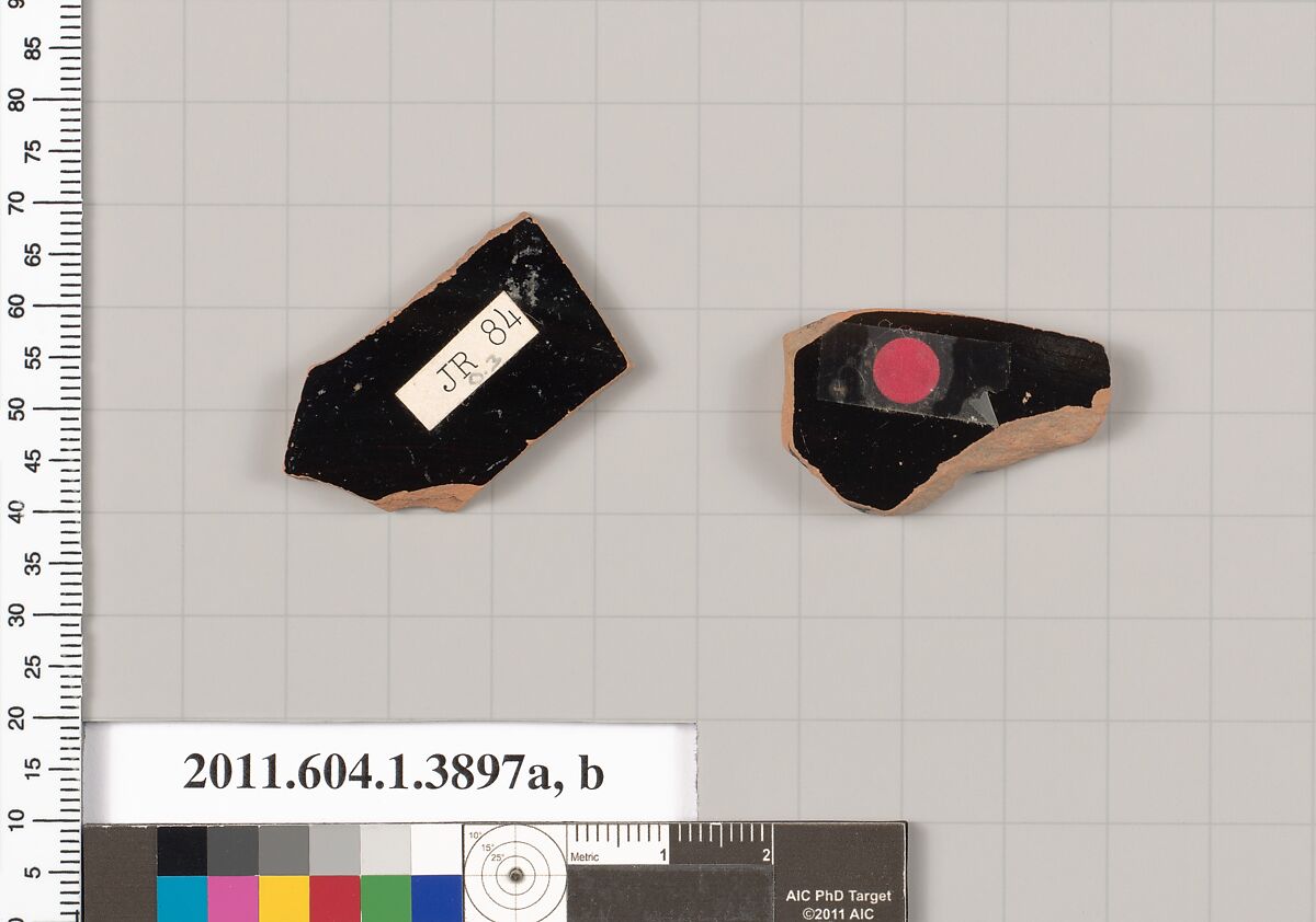 Terracotta fragments of kylikes (drinking cups), Terracotta, Greek, Attic