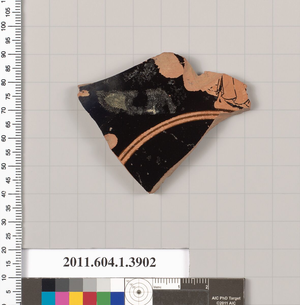 Terracotta fragment of a kylix (drinking cup), Terracotta, Greek, Attic
