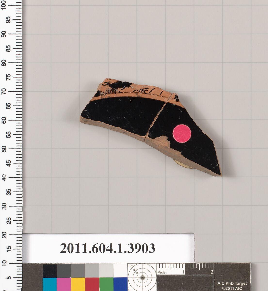 Terracotta fragment of a kylix (drinking cup), Terracotta, Greek, Attic