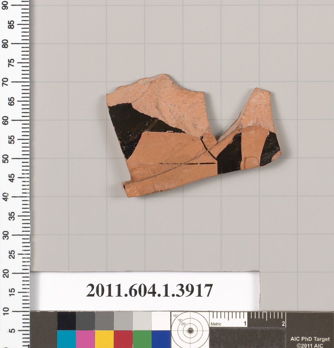 Terracotta fragment of a kylix (drinking cup), Terracotta, Greek, Attic