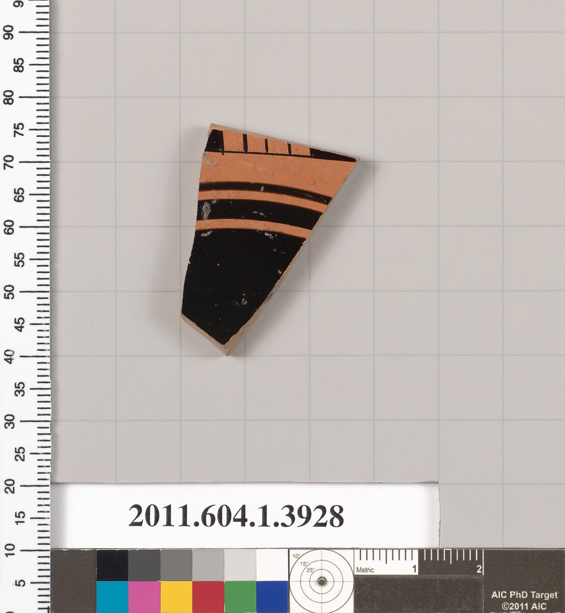 Terracotta fragment of a kylix (drinking cup), Terracotta, Greek, Attic