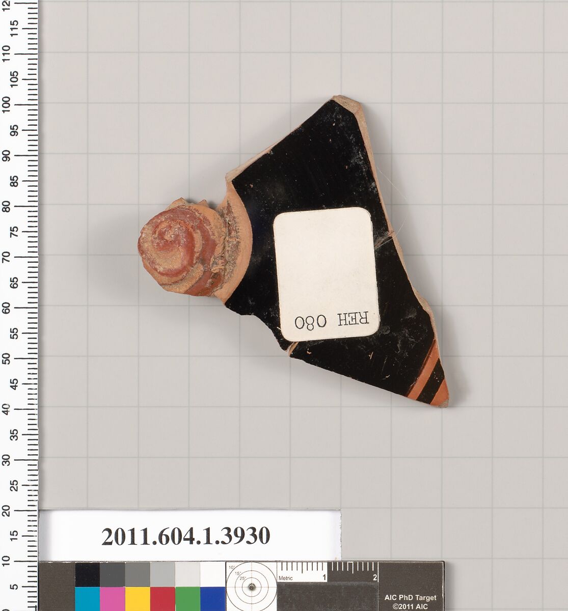 Terracotta fragment of a kylix (drinking cup), Terracotta, Greek, Attic