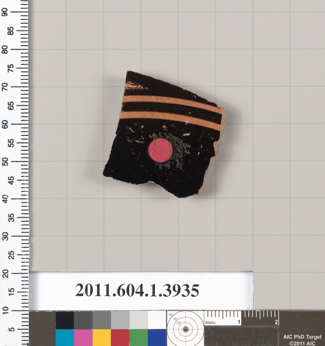 Terracotta fragment of a kylix (drinking cup), Terracotta, Greek, Attic