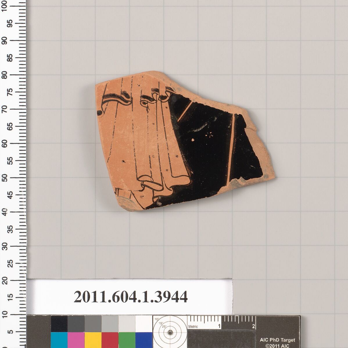 Terracotta fragment of a kylix (drinking cup), Terracotta, Greek, Attic